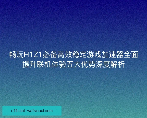 畅玩H1Z1必备高效稳定游戏加速器全面提升联机体验五大优势深度解析